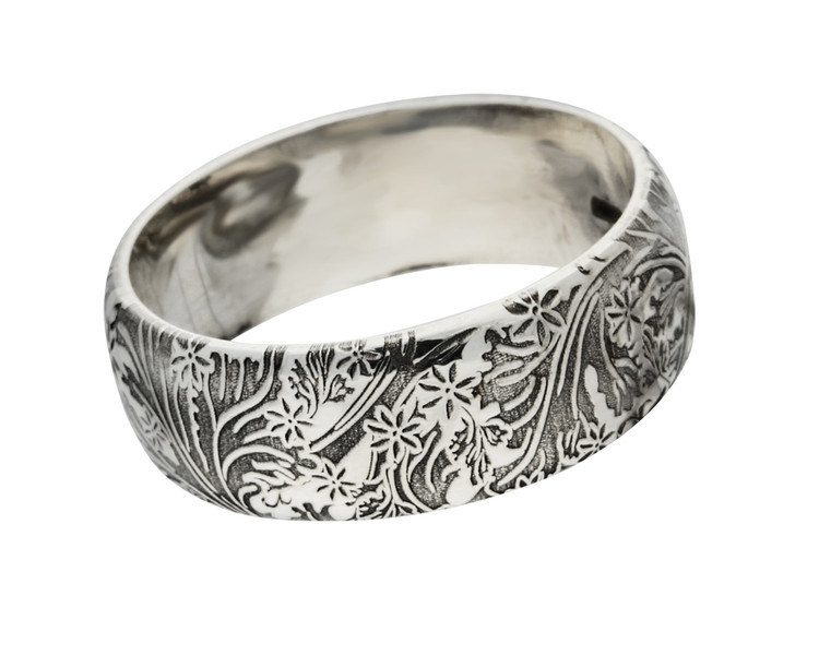 Leaf and Flower 01 Sterling Silver oxidised ageing finish