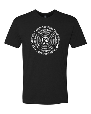 Keep Grinding Apparel | Moving Weight Cadi Art - on a Black 100% Cotton Slim-Fit Crew Tees