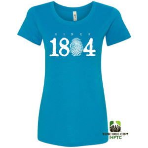 Hispaniola Port & Trade Company Since 1804 Ladies Crew Turquoise White