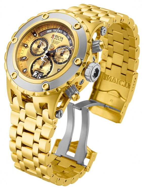 Invicta 80489 Reserve Men's Specialty Subaqua Gold Dial Silver Bezel Swiss Quartz Chronograph Bracelet Watch | Free Shipping