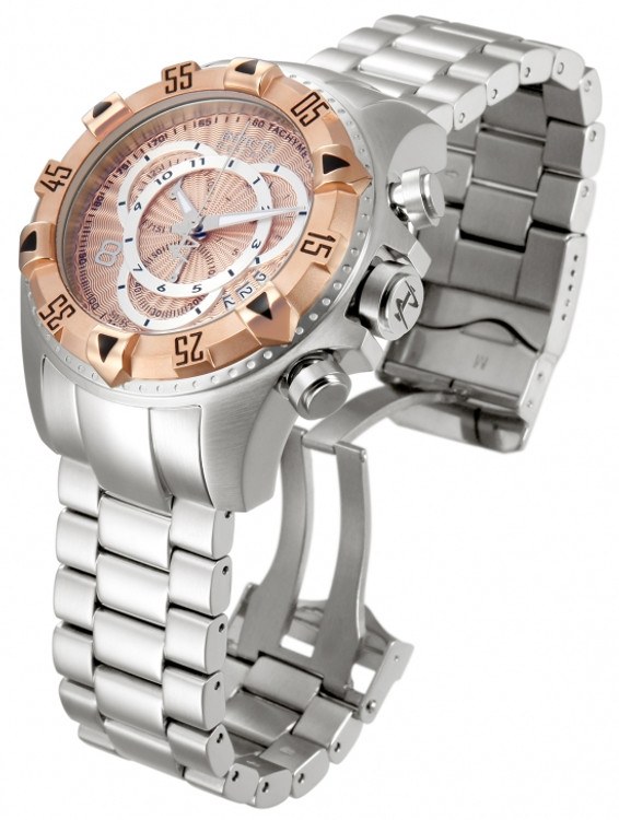 Invicta 11000 Reserve Men's Excursion Rose Tone Dial Swiss Quartz Chronograph Bracelet Watch | Free Shipping