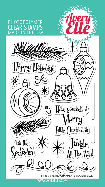 Avery Elle Retro Ornaments Clear Stamps