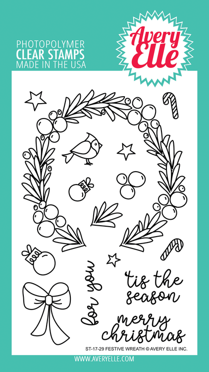 Avery Elle Festive Wreath Clear Stamps