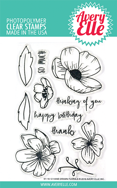 Avery Elle Hand Drawn Florals Clear Stamps