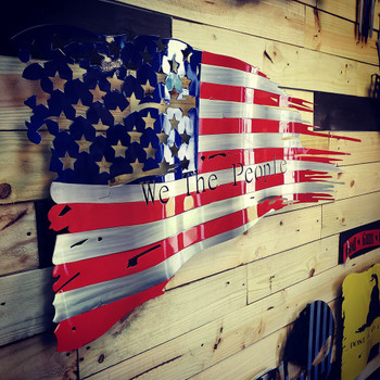 46" x 27" Painted "We The People" Battle Worn Flag 46" x 27" Painted "We The People" Battle Worn Flag
