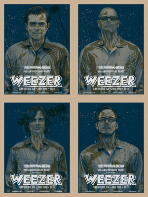 WEEZER WALKING DEAD CHOKING BLUE SET OF 4 PRINTS