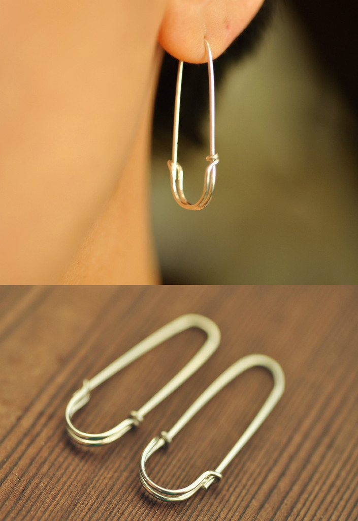 Medium Safety Pin Earrings Sterling Silver Or 14k Gold Filled Mu Click Here To Enlarge