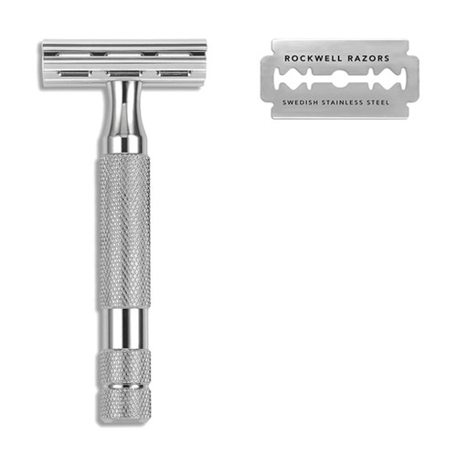 Rockwell Razors 2c Double Edge Safety Razor - White Chrome | Agent Shave | Traditional Wet Shaving