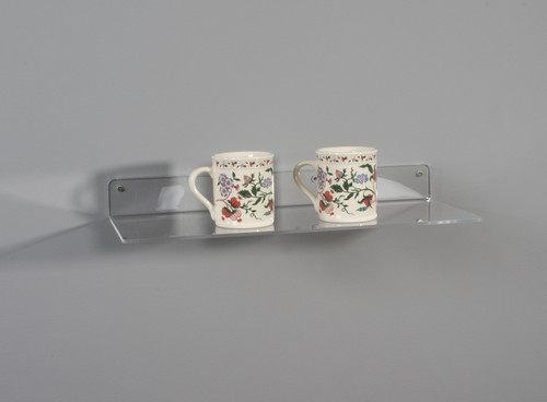 Clear acrylic retail display shelf for wall - no lip.