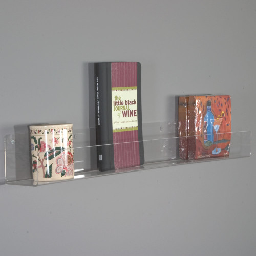 This flat bottom shelf made from high quality polished acrylic displays your merchandise simply and with strength while maximizing your retail space.