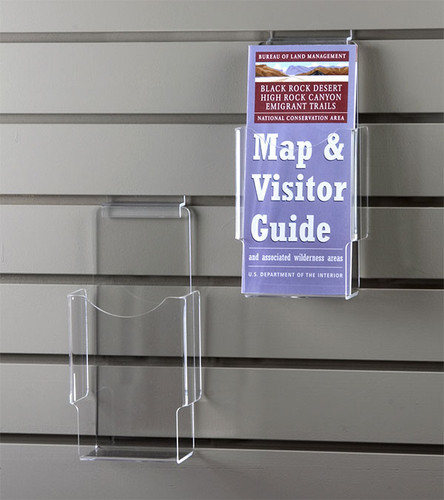 Clear acrylic tri-fold brochure for slatwall.