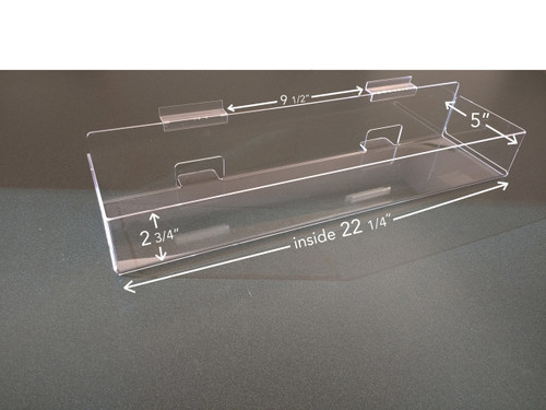 Clear acrylic enclosed slatwall shelf/bin.