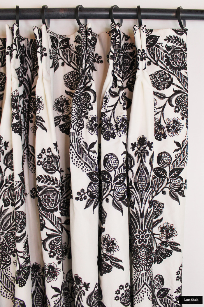 Custom Drapes in Schumacher Carolina Ebony