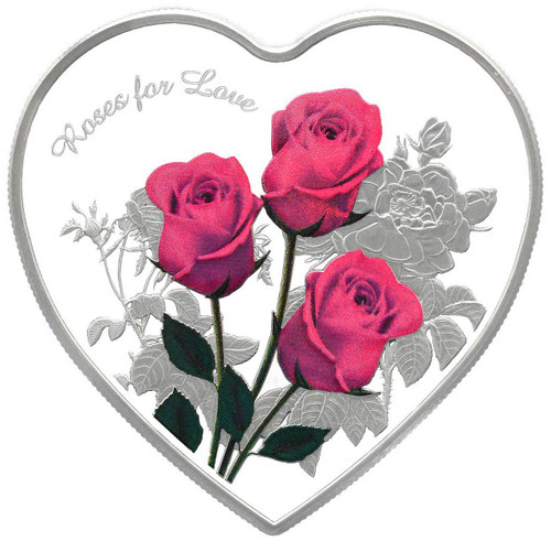 ROSES For LOVE Heart-Shaped Silver Coin 2017 Tokelau ROSES For LOVE Heart-Shaped Silver Coin 2017 Tokelau