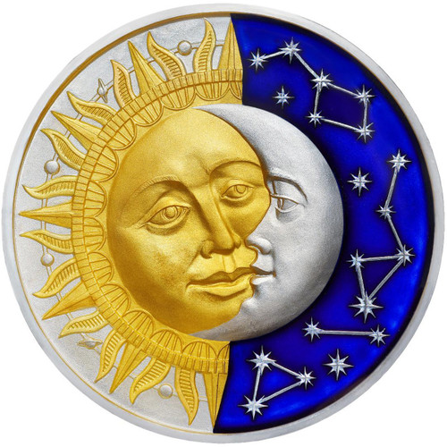 THE SUN & THE MOON Celestial Bodies 2 Oz Silver Coin 5$ Niue 2017 THE SUN & THE MOON Celestial Bodies 2 Oz Silver Coin 5$ Niue 2017