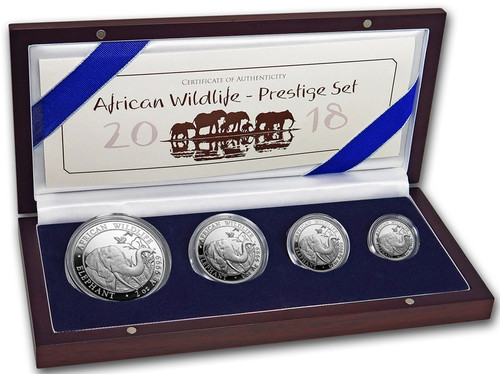 African Elephant Proof Prestige 4-Coin Silver Set 2018 Somalia African Elephant Proof Prestige 4-Coin Silver Set 2018 Somalia