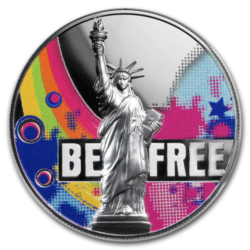 BE FREE Statue of Liberty 2 Oz Silver Coin 2000 Francs Cameroon 2018 BE FREE Statue of Liberty 2 Oz Silver Coin 2000 Francs Cameroon 2018
