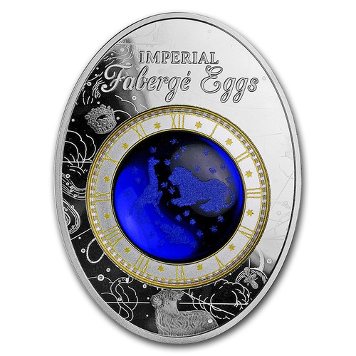 BLUE TSAREVICH CONSTELLATION EGG – FABERGÉ 1.8 OZ SILVER COIN 2018 NIUE BLUE TSAREVICH CONSTELLATION EGG – FABERGÉ 1.8 OZ SILVER COIN 2018 NIUE