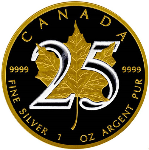 25th Anniversary Canadian Silver Maple - GOLD BLACK EMPIRE - 1 OZ SILVER COIN 2013 25th Anniversary Canadian Silver Maple - GOLD BLACK EMPIRE - 1 OZ SILVER COIN 2013