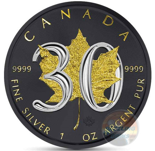 30th Ann. Canadian Silver Maple - GOLD BLACK EMPIRE - 1 OZ SILVER COIN 2018 30th Ann. Canadian Silver Maple - GOLD BLACK EMPIRE - 1 OZ SILVER COIN 2018