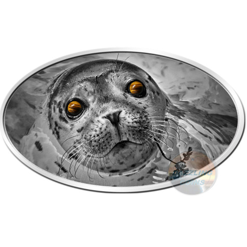 Baby Seal with Tiger-gem-eyes Silver Coin 2$ Niue 2018 Baby Seal with Tiger-gem-eyes Silver Coin 2$ Niue 2018