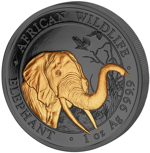 ELEPHANT Golden Enigma 1 Oz Silver Coin 100 Shillings Somalia 2018 ELEPHANT Golden Enigma 1 Oz Silver Coin 100 Shillings Somalia 2018