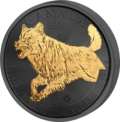 WOLF Golden Enigma 1 Oz Silver Coin 5$ Canada 2018 WOLF Golden Enigma 1 Oz Silver Coin 5$ Canada 2018