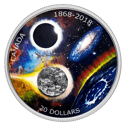 METEORITE - 150th. Ann. of THE ROYAL ASTRONOMICAL SOCIETY OF CANADA–2018 $20 1 oz Proof Silver Coin METEORITE - 150th. Ann. of THE ROYAL ASTRONOMICAL SOCIETY OF CANADA–2018 $20 1 oz Proof Silver Coin
