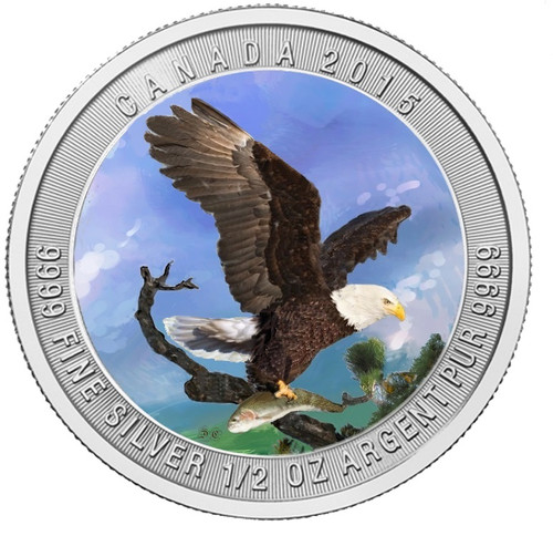 2015 Bald Eagle color 1/2 oz Silver Coin - Canada .9999 Silver 2015 Bald Eagle color 1/2 oz Silver Coin - Canada .9999 Silver