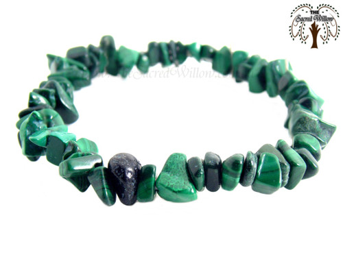 Malachite Gemstone Chip Stretch Bracelet
