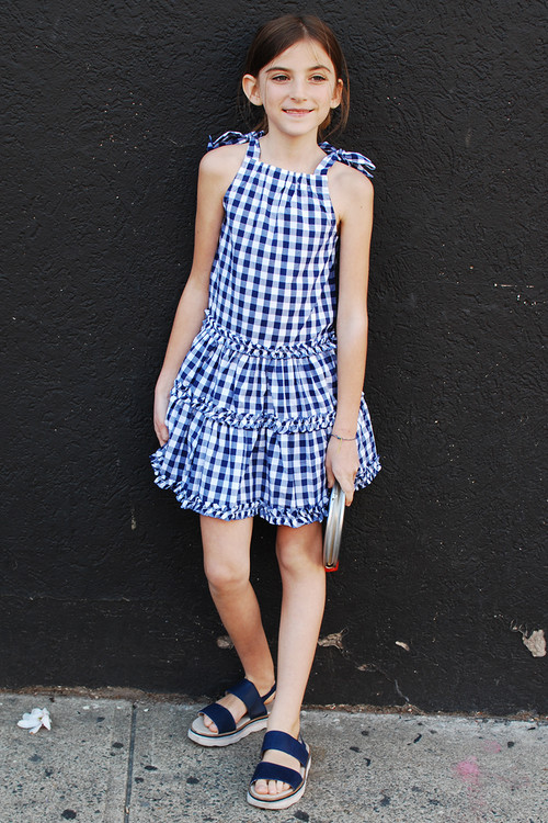 Toddler & Kids Navy Blue Plaid Tiered Dress Toddler & Kids Navy Blue Plaid Tiered Dress