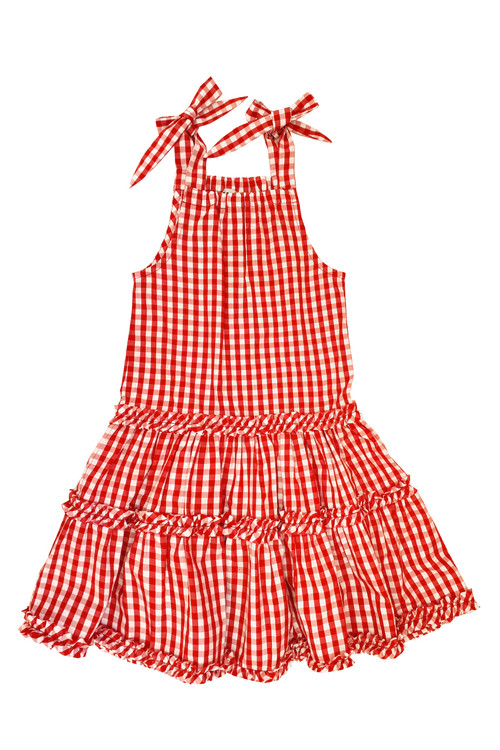 Toddler & Kids Bandana Red Plaid Tiered Dress Toddler & Kids Bandana Red Plaid Tiered Dress