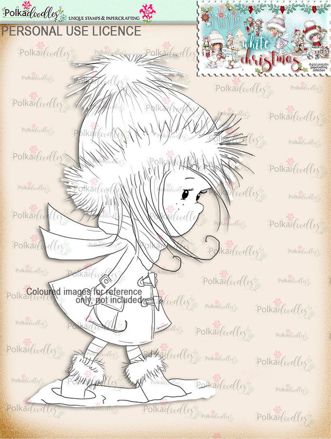 Wrapped up Warm - Digital Stamp download. Winnie White Christmas printables.Craft printable download digital stamps/digi scrap