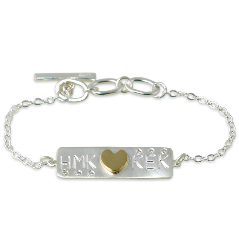 Thin Bar Personalized Tiny Link Bracelet Silver or Gold