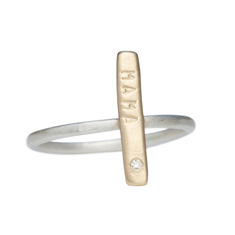 Stackable Skinny Bar Ring silver or 14kt gold personalized