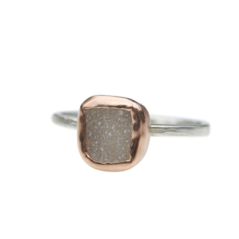 White Druzy Stackable Ring