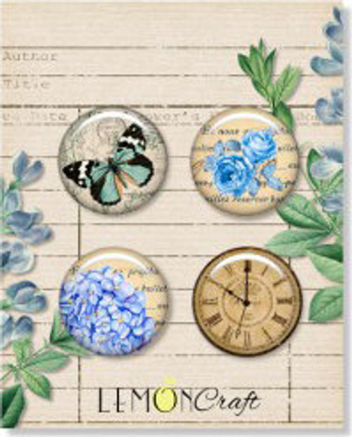 Lemoncraft Gossamer Blue Buttons / Badges (Set of 4) Lemoncraft Gossamer Blue Buttons / Badges (Set of 4)