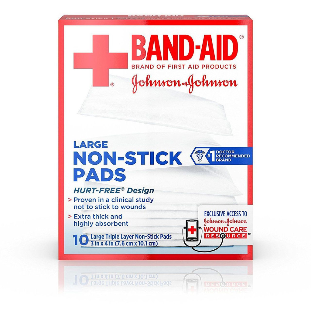 BandAid Adhesive Bandages 10 Large NonStick Pads 3 Inch X 4 Inch Pads