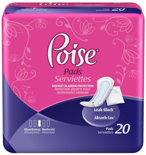 Poise Incontinence Pads, Moderate Absorbency - 6X20 count