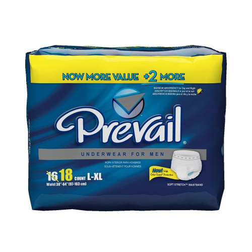 Prevail Dri-Fit Maximum Absorbency Underwear for Men, Large/Extra Large, 4X18 CT