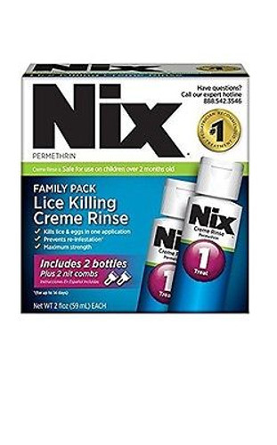 NIX Permethrin Lice Treatment Family Pack 2X59ML ounce bottles