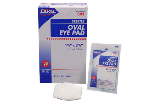 Dukal Eye Pads #841 Sterile, 1-5/8" x 2-5/8" 1/pk, 50 pk/bx, 12 bx/cs