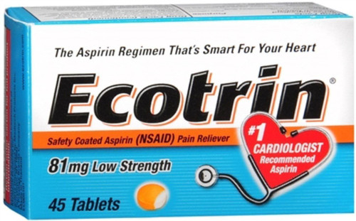 Ecotrin 81 Mg Low Strength Aspirin Tablets 45 Counts