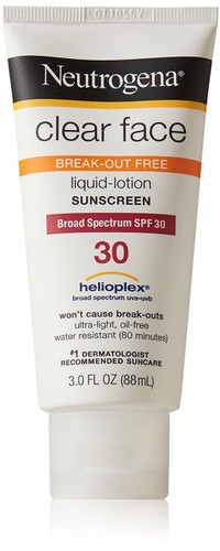 Neutrogena Clear Face Liquid Lotion Sunscreen For Acne-Prone Skin Spf 30, 3 oz