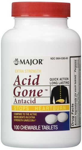 Acid Gone Antacid Chewable Extra Strength Tablets 100 Ct Stops Heart Burn