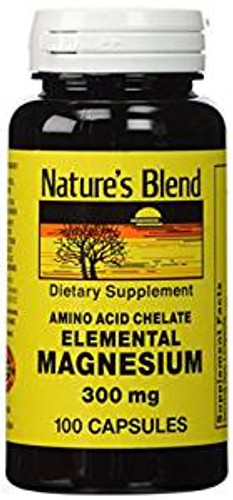 Nature's Blend Elemental Magnesium 300 mg Amino Acid Chelate 100 Ct