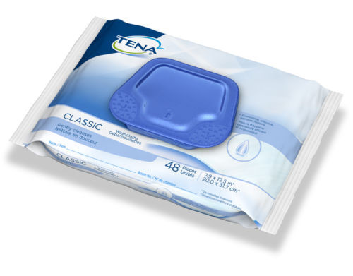 TENA Classic Washcloths 48 Ct, Gentle and effective adult-sized moistened wipes