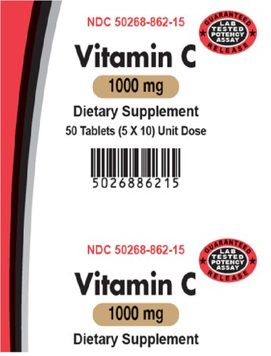 AvKARE Vitamin C Ascorbic Acid 1000mg 5X10 UD 50 Tablets Dietary Supplement