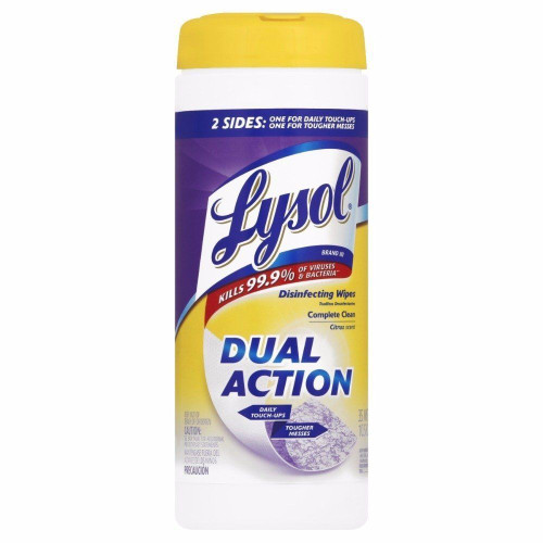 Lysol Dual Action Disinfecting Wipes Citrus 2 Sides Wipes 35 Count