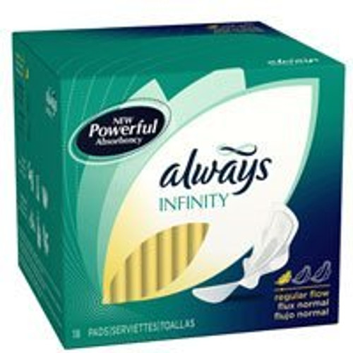 Always Infinity Regular Maxi Pads with Wings- 12 Pack